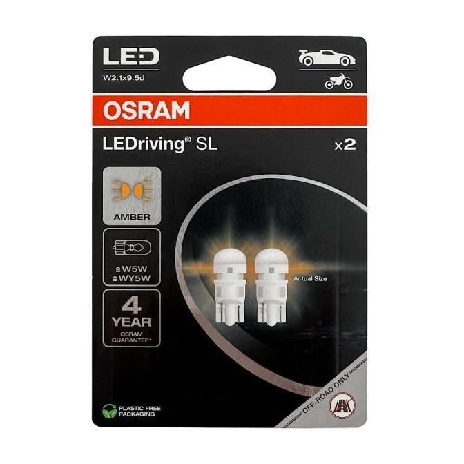 Osram LED T10 W5W Kuning Amber Lampu Senja, Plat Nomor, Plafon 2827DYP