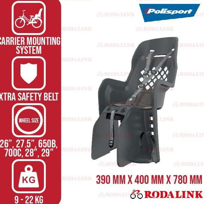 Polisport Kursi Boncengan Sepeda Anak Joy Baby Carrier dengan Carrier Mounting, Aman & Nyaman