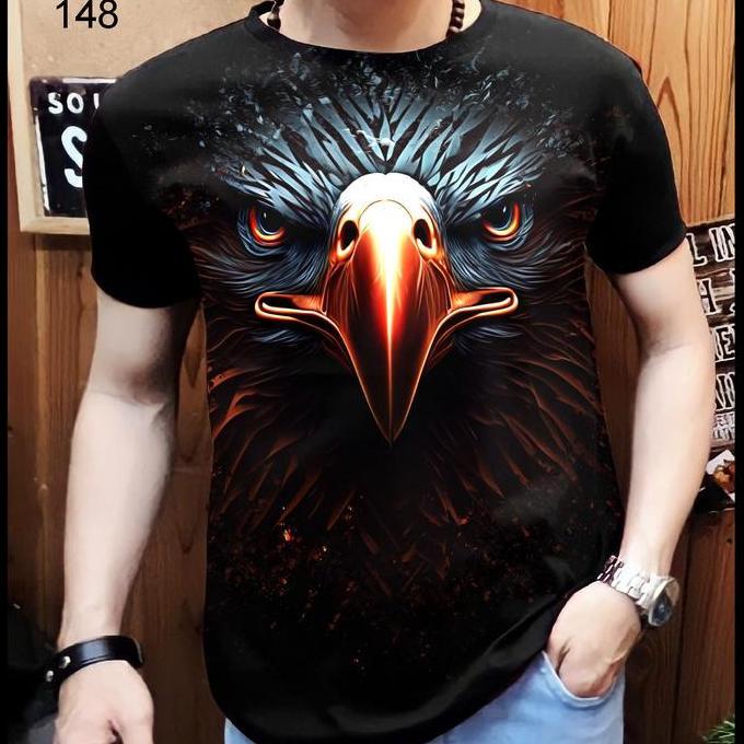 Fuku- Kaos Distro Pria T-Shirt Cowok Motif Burung Elang Howk