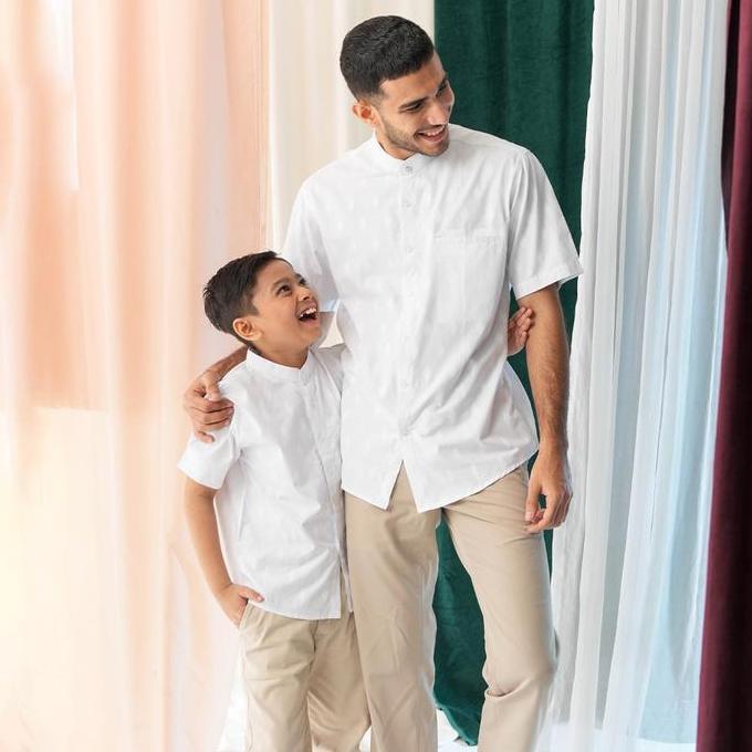 Casella Baju Koko Pria Lengan Pendek | Koko Couple Ayah-Anak Nizar Edition