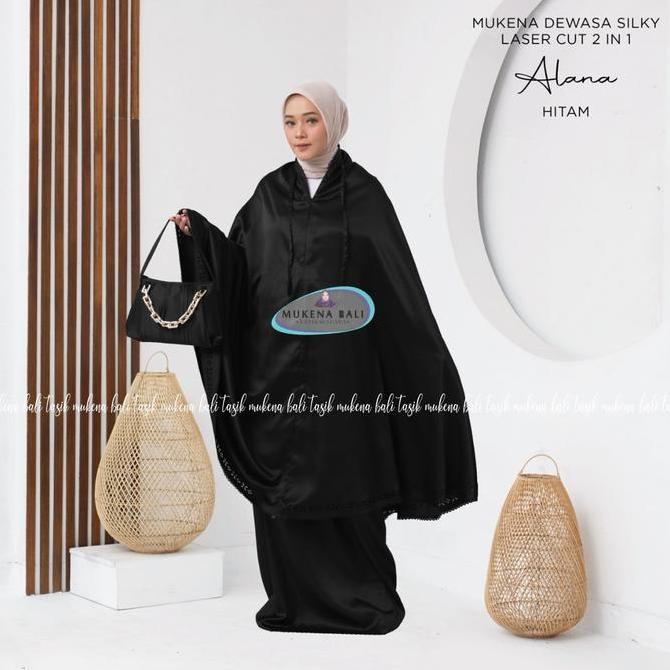 Mukena Bali Tasik - Mukena Dewasa Silky Laser Cut 2 In 1 Polos Alana