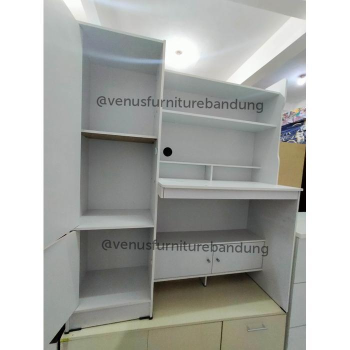 Meja belajar rak buku anak putih polos LUAR BANDUNG Furniture