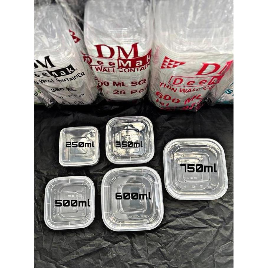 THINWALL MEREK DM SQ KOTAK KECIL/KOTAK MAKAN PLASTIK 600ML ISI 25 SET