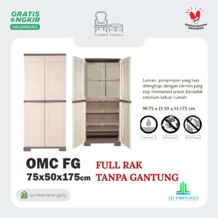 Olymplast Lemari Pakaian Plastik 2 pintu Full Rak tanpa gantung OMC FG