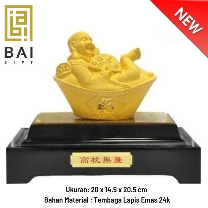 Patung Buddha Maitreya Lapis Emas Pajangan Buddha Maitreya C73