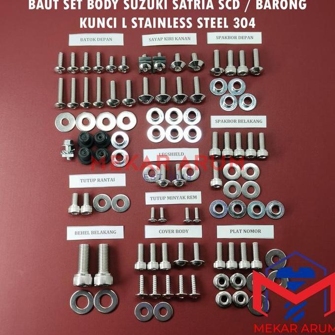 Nutbolt- Baut Body Suzuki Satria Fu Scd / Barong Kunci L Stainless Steel 304
