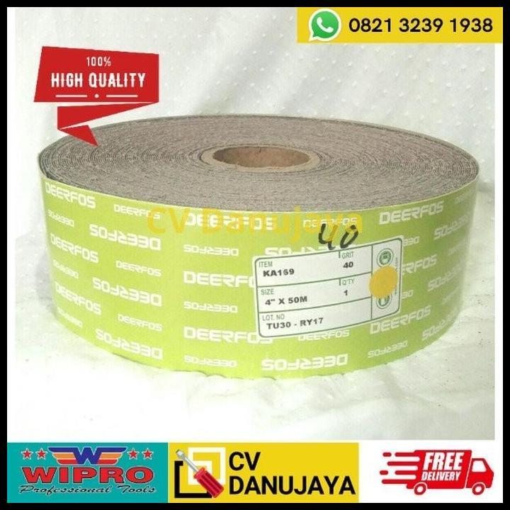 TERBARU KERTAS GOSOK AMPLAS ROLL KAIN KAKU 4" 50 MTR GRIT 80 DEERFOS XA167 