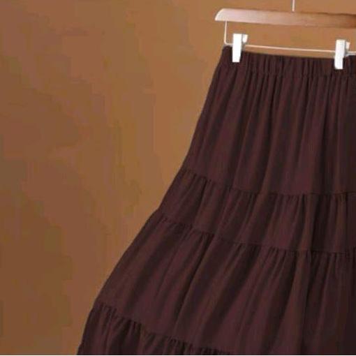 Rok Susun Wanita Muslim Putih Terbaru Bahan Crinkle Premium Panjang Bawahan Hitam Kerja-Rok Rempel P