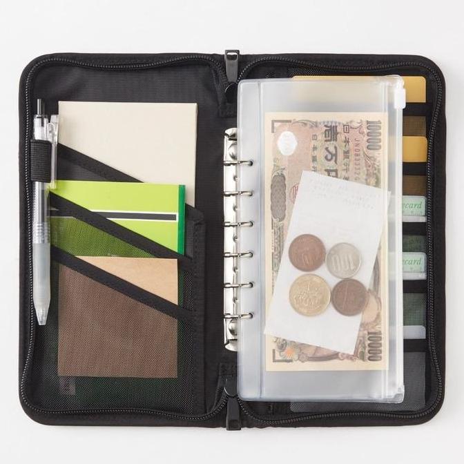 Ready MUJI POLYESTER PASSPORT CASE WITH POCKET BLACK