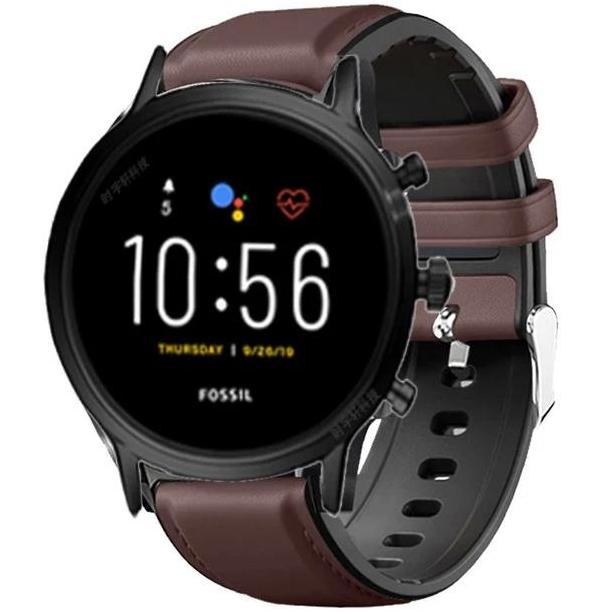 STRAP TALI JAM LEATHER KULIT RUBBER FOR FOSSIL SMARTWATCH GEN 4 5 22MM