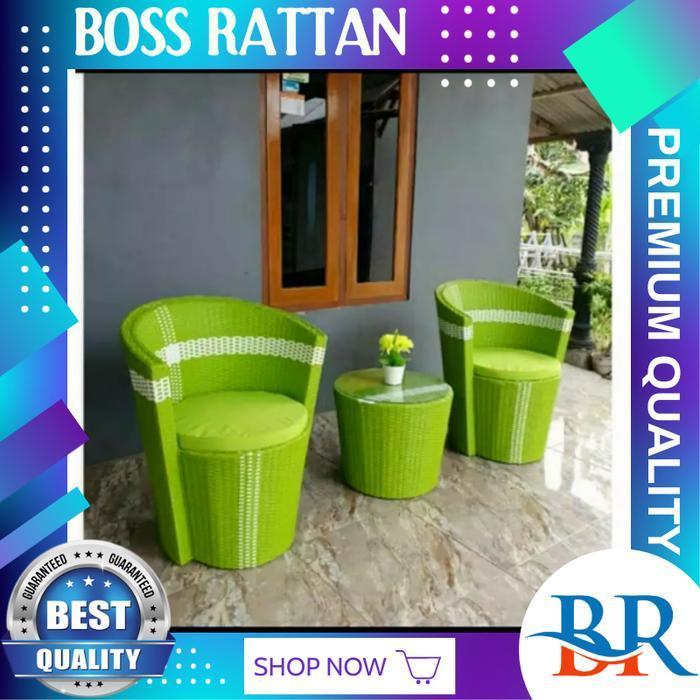 Kursi Teras Santai Rotan Sintetis Gentong Untuk Teras Rumah 1 set