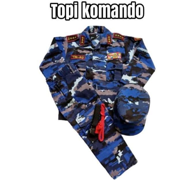Seragam Profesi Anak TNI Angkatan Udara Kostum Anak TNI AU PAUD/TK/SD dengan Baju, Celana, Baret Bir