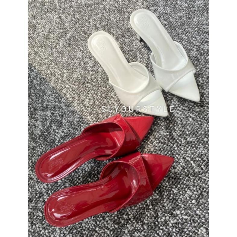 Sandal Wanita Hak 5 Cm Lancip Glossy Kondangan