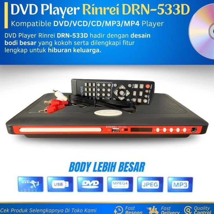 Sale Dvd Player Rinrei Drn-533D New Body Besar Dvd/Vcd/Cd/Mp3/Mp4 Player Multimedia Pemutar Film Kas