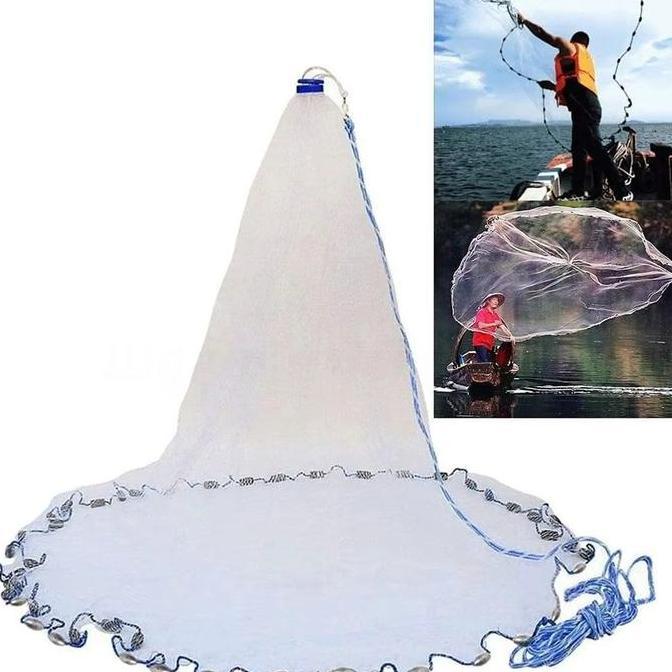 Cast A Net Jaring Jala Lempar Nilon Perangkap Tangkap Ikan Udang Siap Pakai Pancing Ikan Fishing Thr