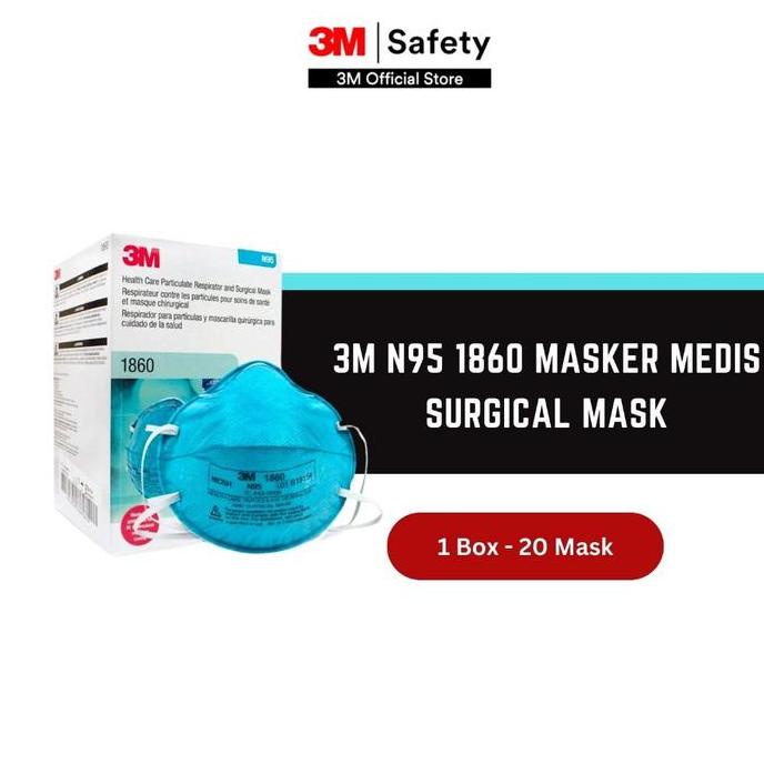 3M N95 1860 Masker Medis Surgical Mask - 1 Box isi 20 Masker