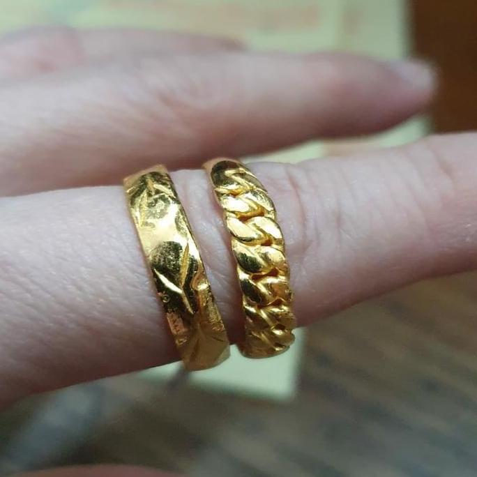 Kyuu- Cincin Motif Polos Emas Asli 24K 24 Karat 99% Kuning 5 Gram 5Gr