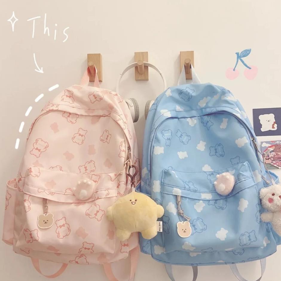 BESTPROMO Tas Gendong Kecil Untuk Wanita Print Motif Bear Tas Mini Lucu Korean Steyle