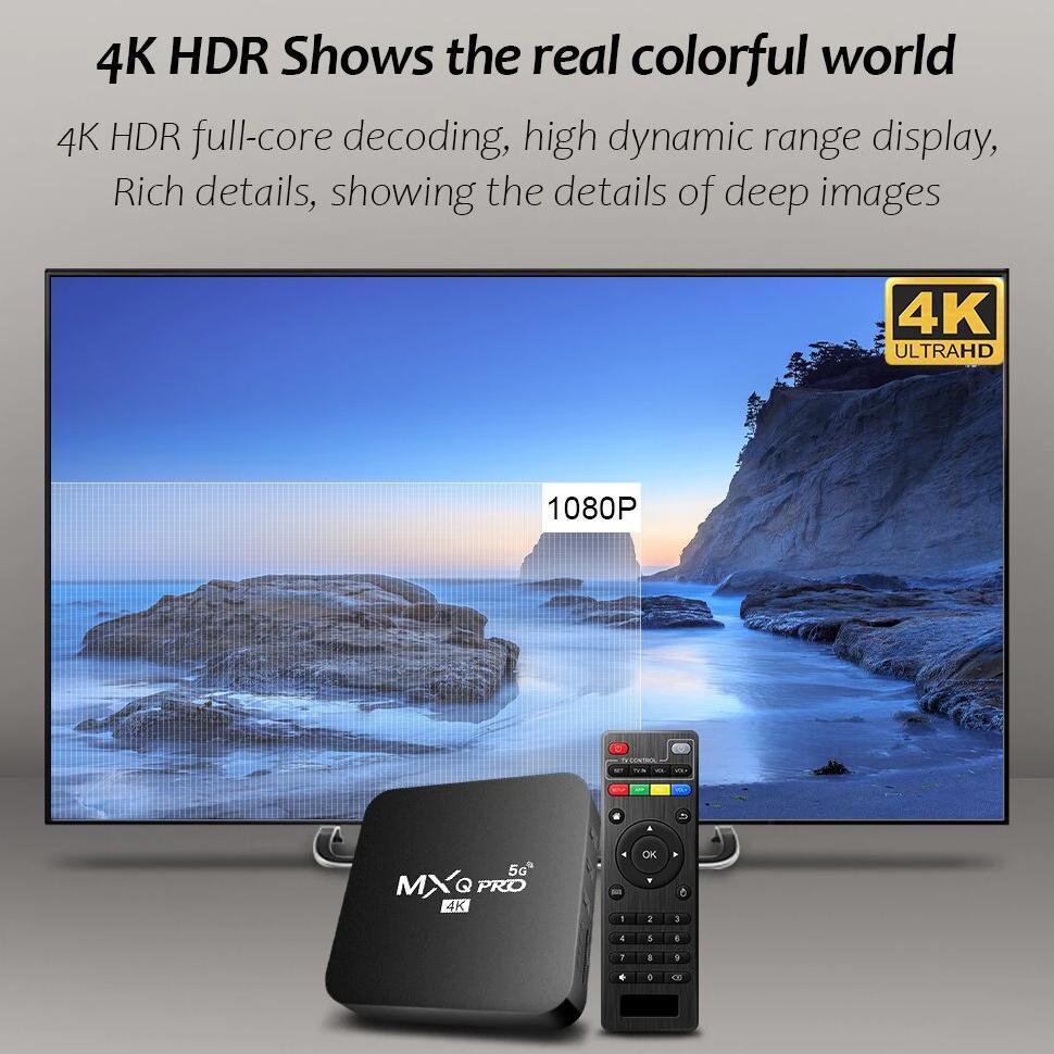 promo terbaru mxq pro android tv box 4g ram+64g rom network set-top box 5g wifi home remote control 