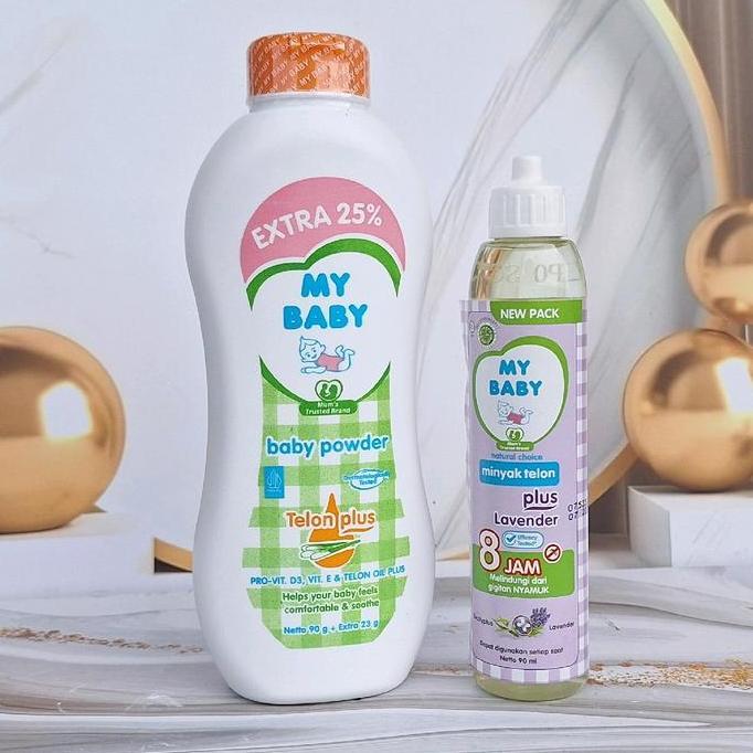 Paket Bedak My Baby 90gr + Minyak Telon Lavender 90gr Bayi