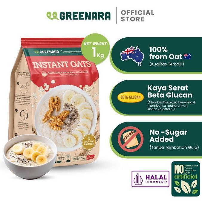 Eatstraight- Greenara Instant Oat 1Kg / Oat Instan 1Kg