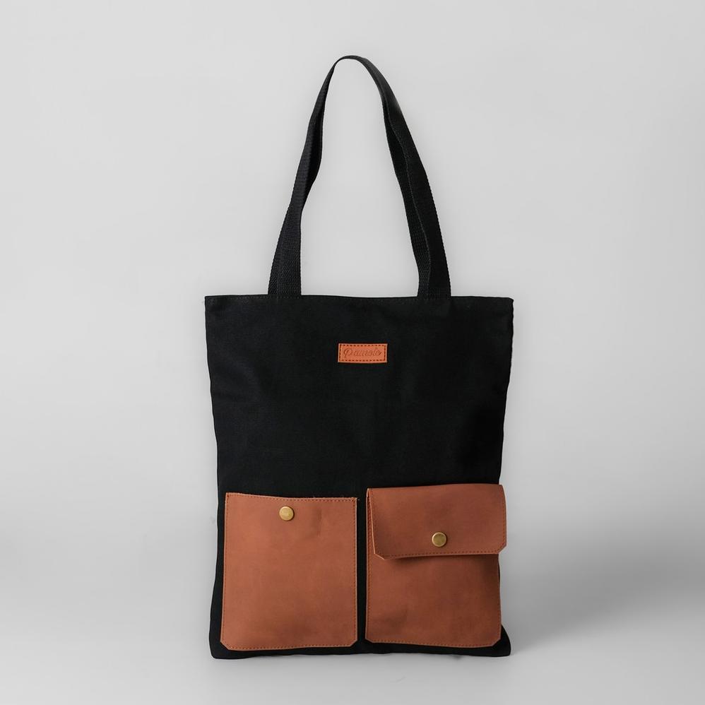 TERBARU Pamole Totebag Kanvas Totebag Kuliah Totebag Kerja Penutup Resleting Totebag Unisex - Pocket