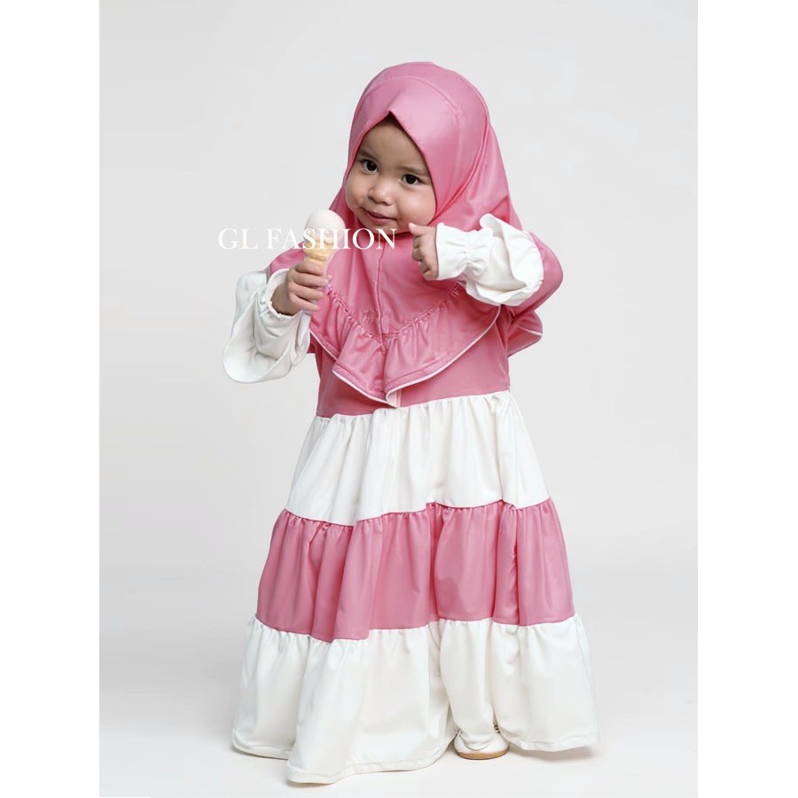GAMIS ANAK SYAKIRA NAYA SET HIJAB DAN GAMIS SUSUN MAXY GL FASHION