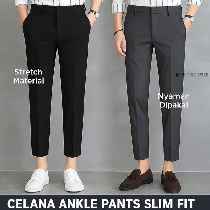 Termurah / Hot Sale Nds Coleksen Ankle Pants Celana Panjang Casual Nyaman Melar Varian Slim Fit Form