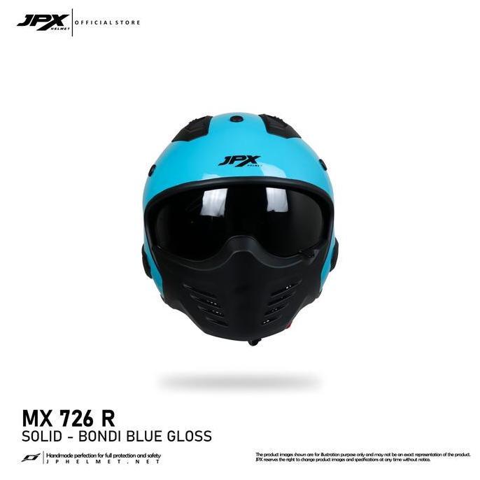 Sedia Helm Jpx Full Face Mx-726R New Solid - Bondi Blue Gloss | Original 100%