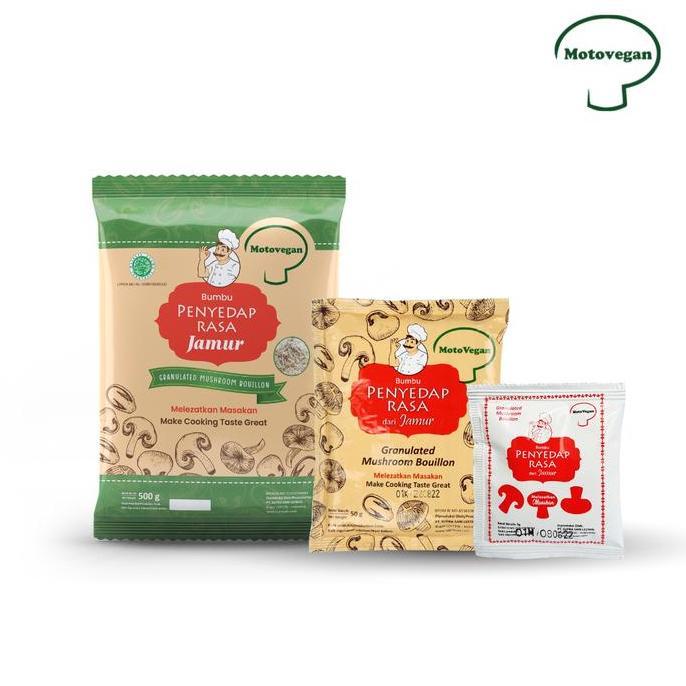 Especas- Paket Hemat Kaldu Jamur Non Msg Motovegan 5Gr, 50Gr Dan 500Gr