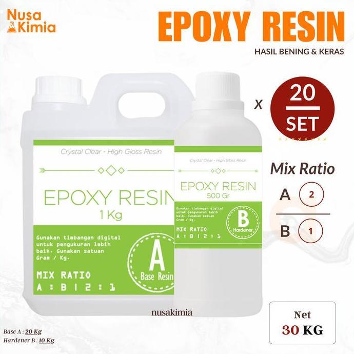 Oritatami- Epoxy Resin Bening 20 Set [Total 30 Kg] - Hasil Bening Dan Keras