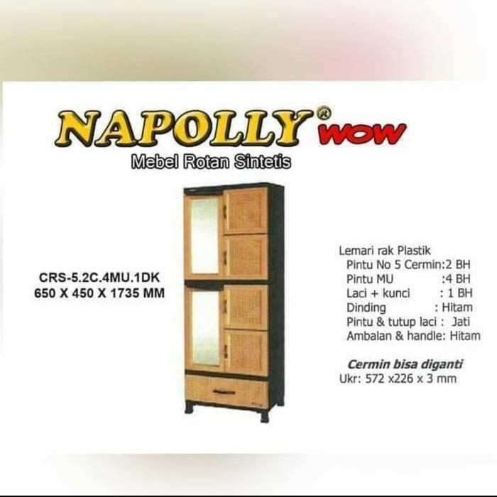 Lemari Plastik Cermin Rotan Napolly
