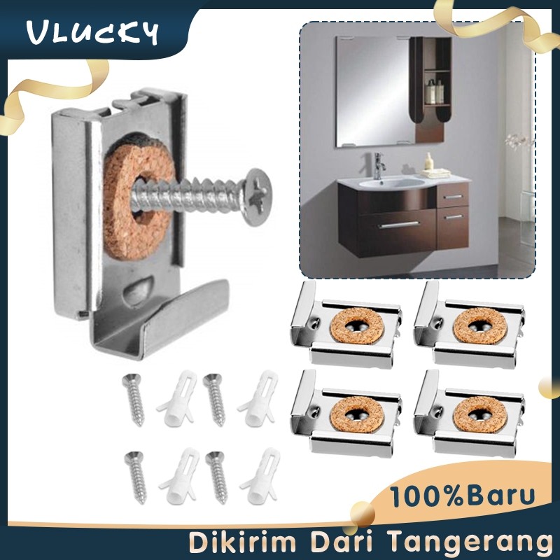 Bracket Cermin Dinding Plat Kaca Jepit Wastafel Jepitan Kaca Cermin