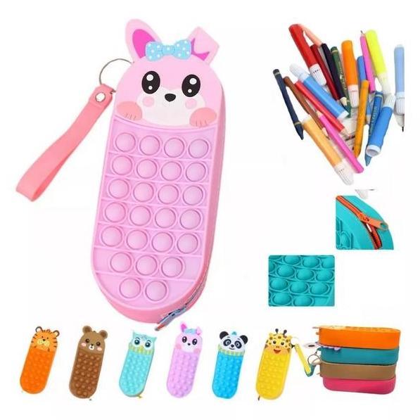 Ready Tempat Pensil Silikon Pop It / Tempat Pensil Silikon Lucu Anak Perempuan Laki Laki / Pensil Ca