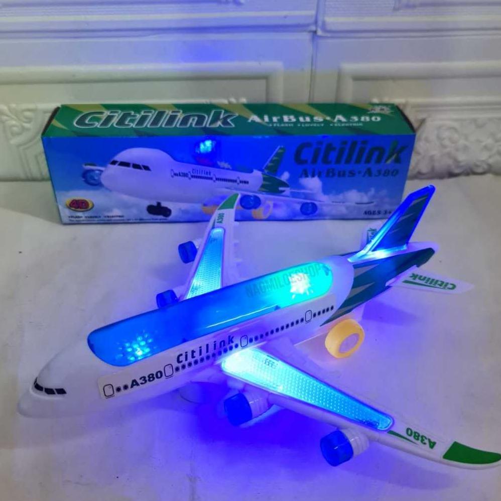 EXCLUSIVE MAINAN PESAWAT CITILINK MAINAN ANAK  JUMBO BATERAI PESAWAT TERBANG LAMPU