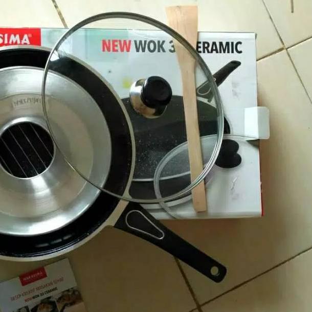 DISKON [GARANSI 1THN] HAKASIMA NEW WOK CERAMIC 32 PROMO SALE ALAT MASAK PANCI WAJAN PENGGORENGAN SER