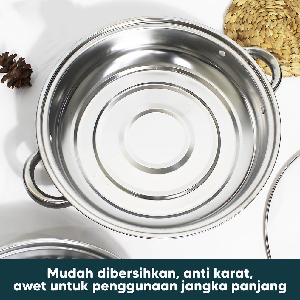 BEST SELLER KWE PANCI 2 SUSUN BESAR KUKUS STEAMER STAINLESS 28CM PANCI KUKUS SET PANCI SUP STEAMER I