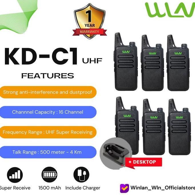 BIG SALE - WLN WINLAN HT WALKIE TALKIE KD-C1 UHF ( 6PCS ) Lengkap Charger Dekstop