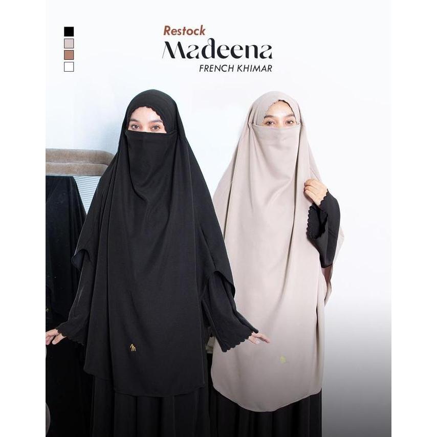Maslaha Niqab Madeena French Khimar Bordir  Long FK Instant Umroh Haji  Shamira Stretch | Kerudung U