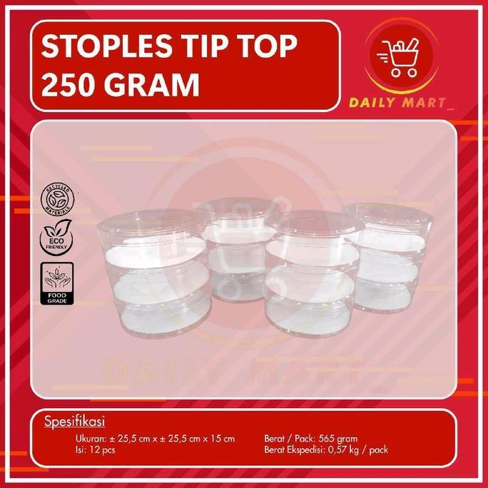 Stoples 250Gr Isi 12Pcs / Toples Nastar / Toples Kue Kering / Toples Mika Bulat 250Gr 1 Lusin Ramah 