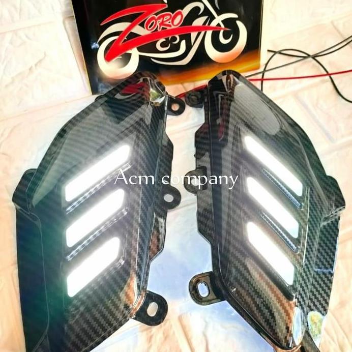 Cover Tutup Body Samping Carbon Plus Led Senja Nmax 155 2019 ke bawah