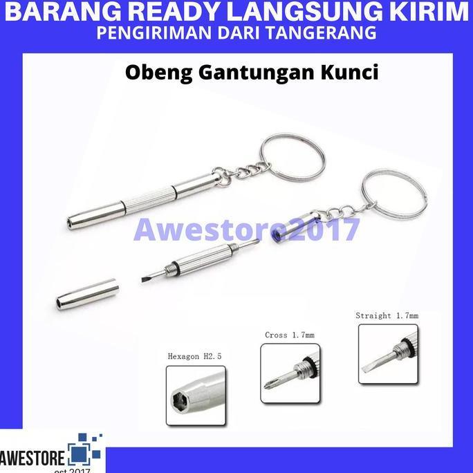 Obeng Kacamata Gantungan Kunci Mini Portable Baut Jam Key Chain Minus
