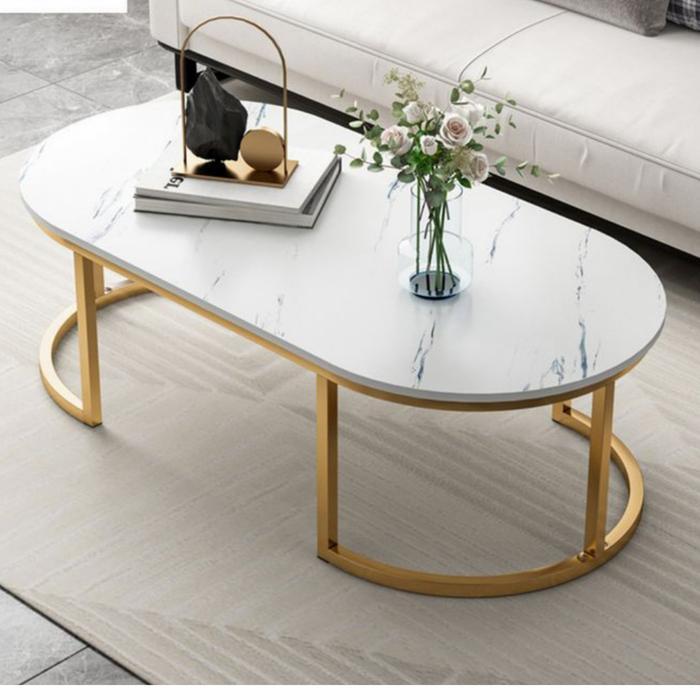 MEJA TAMU MARMER - COFFE TABLE MARMER ASLI OVAL