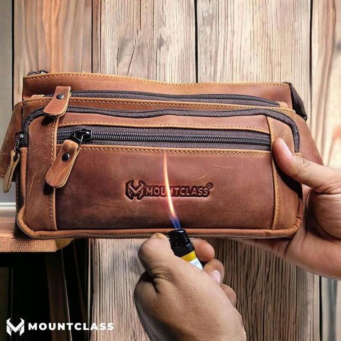 Gabrim- (Mountclass) Tas Selempang Waistbag Pinggang Kulit Asli Pria Cowok Sling Bag Waist Bag Pingg