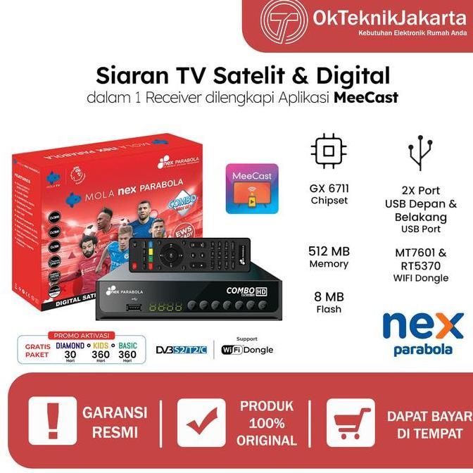 SUPER DEAL - Receiver Parabola Dan Set Top Box Nex Parabola Combo (DVB S2 & DVB T2) Kabel