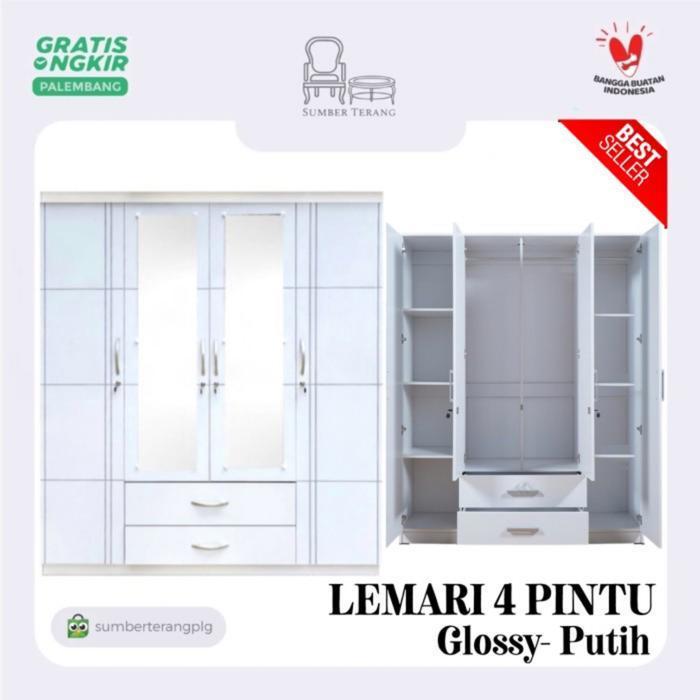 Lemari Pakaian 4 pintu Lemari Baju Putih 4 pintu Lemari Pakaian Jumbo Lemari Pakaian Putih 4 pintu J
