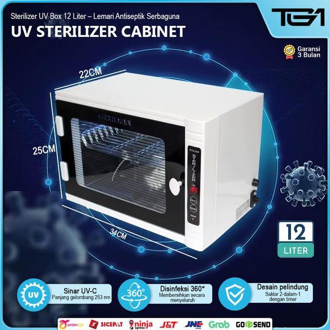 Alat Sterilisasi UV 12 Liter dengan Lampu UV C 253nm Desinfeksi 360 Derajat Kapasitas Besar Timer Ot