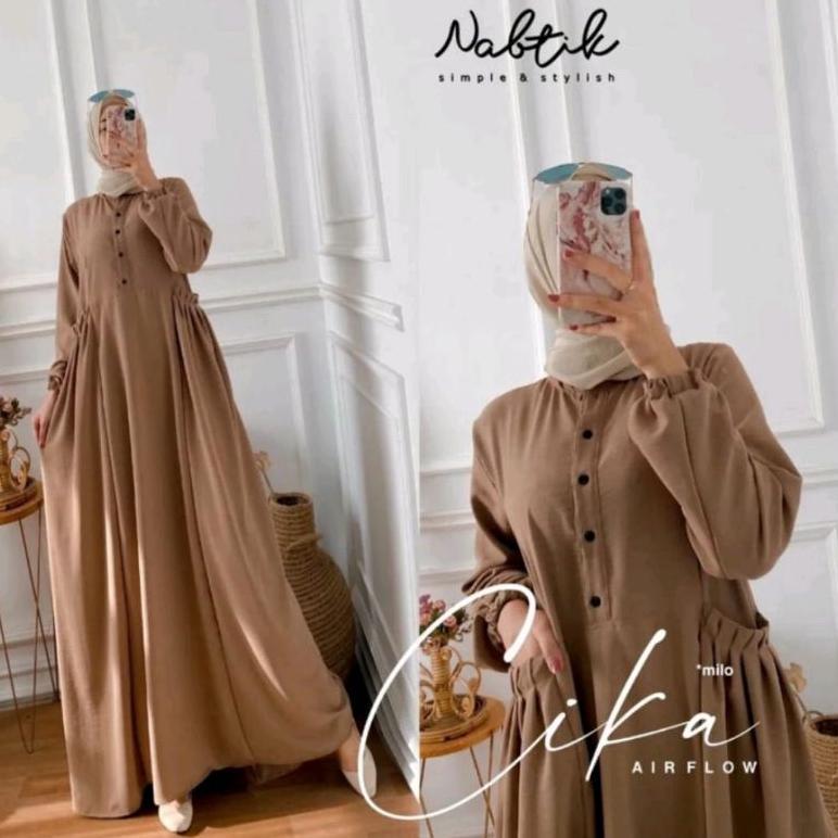 DISKON GOKIL gamis cika/ gamis cika nabtik/gamis polos/ gamis putih polos/gamis kringkle air flow/ga