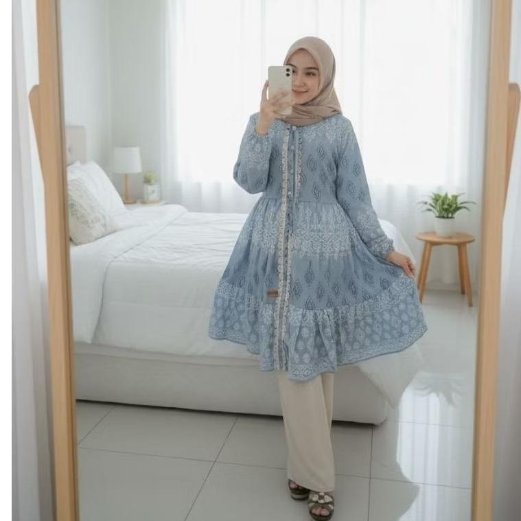 BRAND NEW Liliarda Kamila Tunik ceruty Tunik Korean Tunik susun mayung Tunik Ceruty Susun Kekinian E