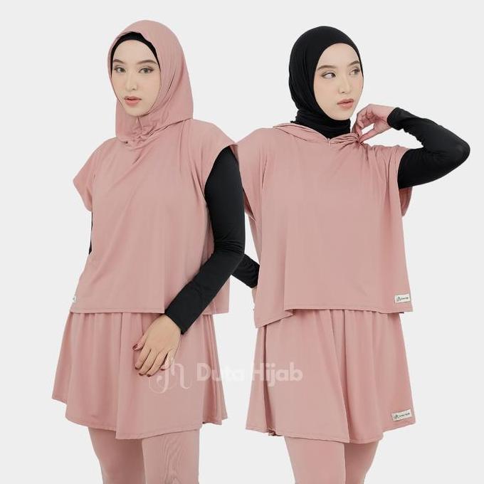 Setelan Baju Olahraga Wanita Muslim Hijab Outer Hoodie Leging Rok By Duta Hijab